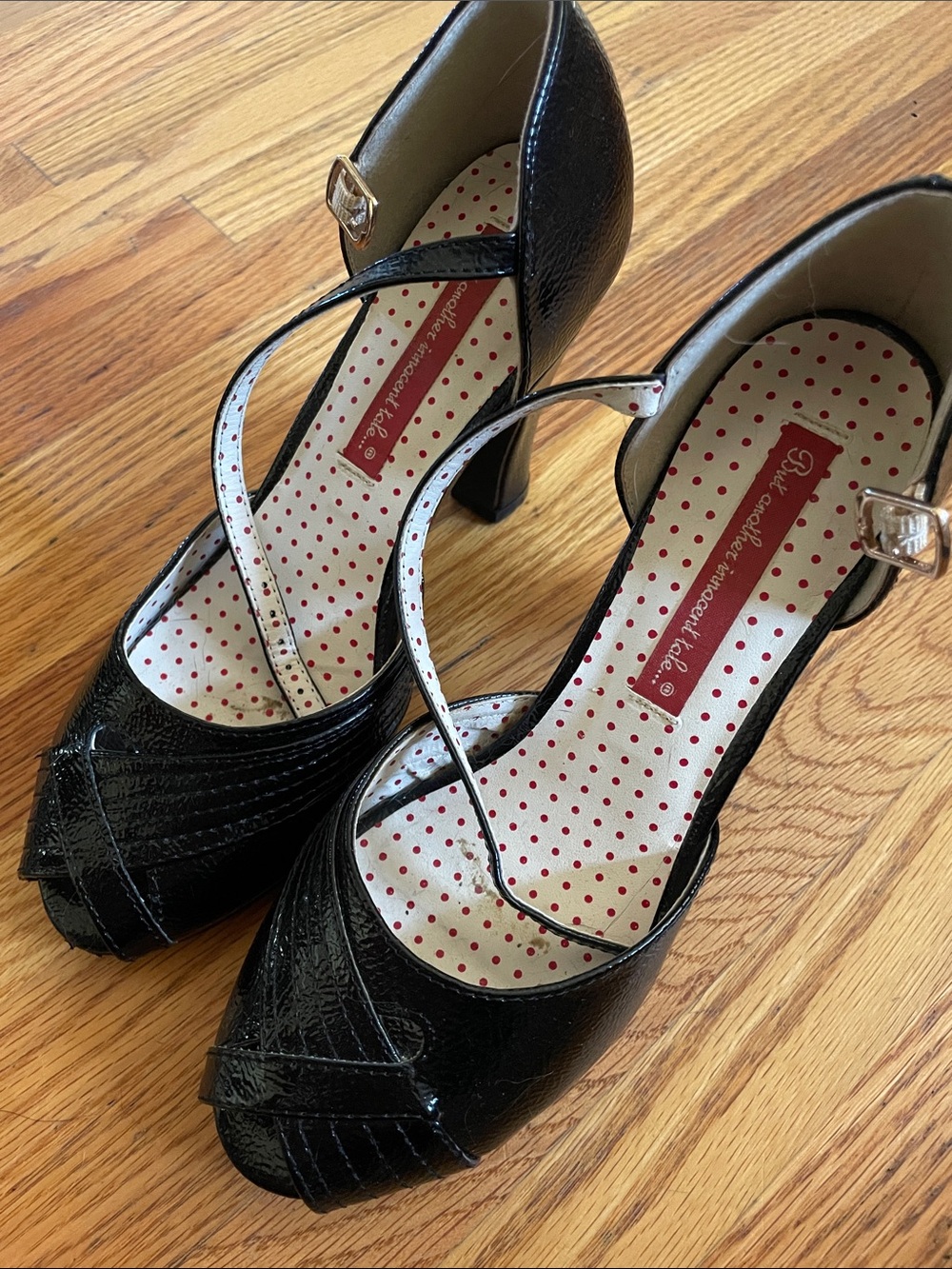 Black Vintage-Style Mary Jane Heels - Unbranded